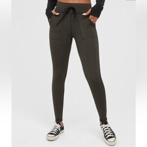 Offline By Aerie Olive Mini Houndstooth Drawcord Legging, Women’s Size Small